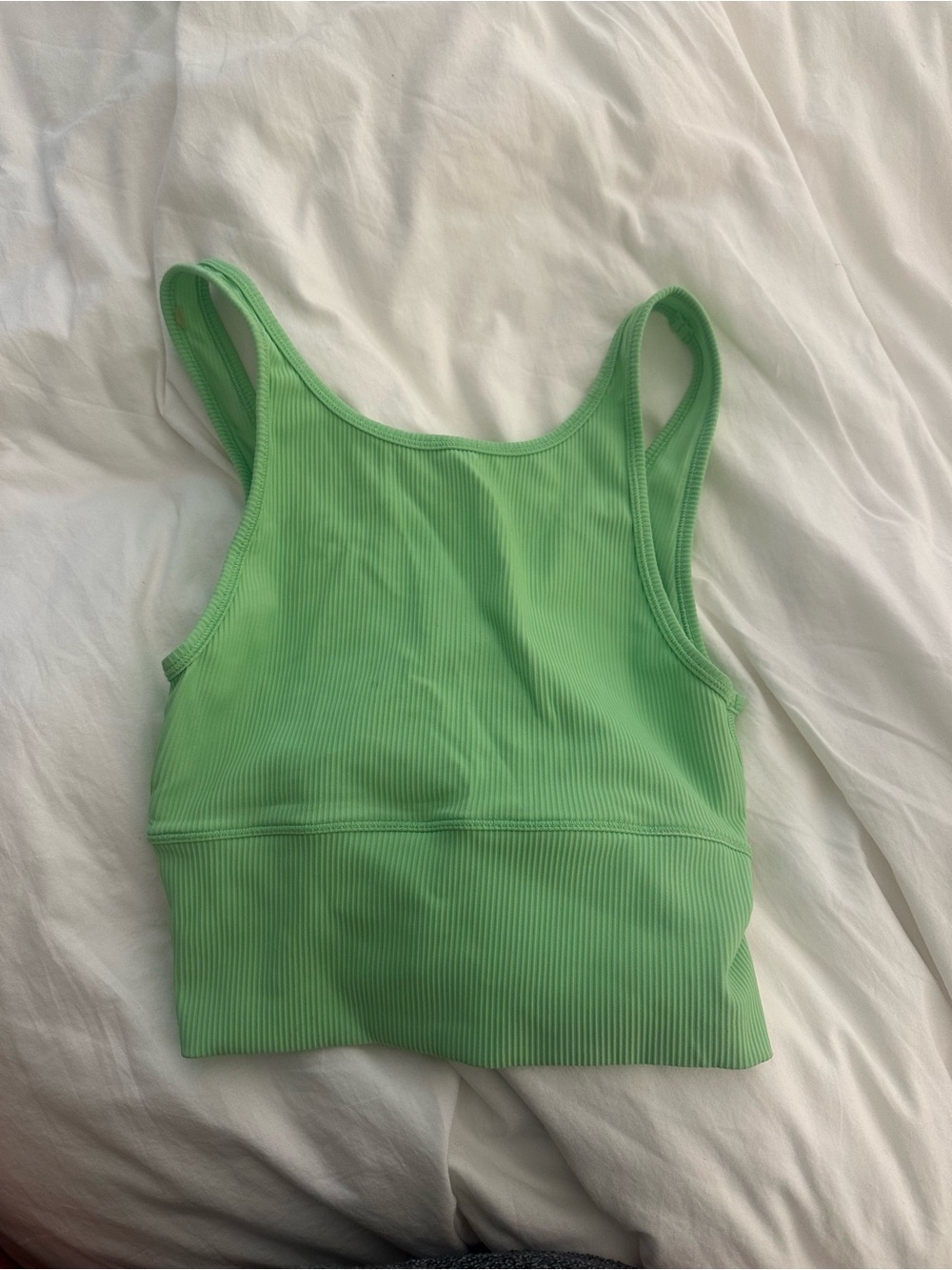 Lululemon Green Ribbed Cropped Tank Top reversible size 4